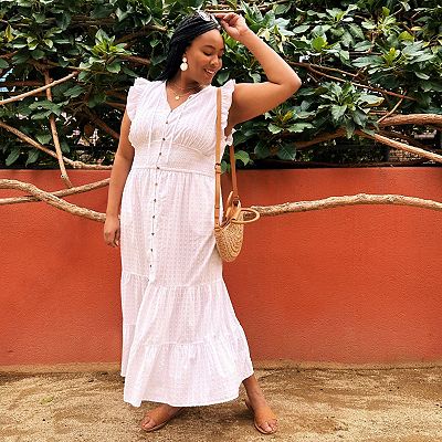 plus size smocked maxi dress Final Sale Plus Size Poplin Smocked Top Spaghetti Strap Maxi Dress In Pink