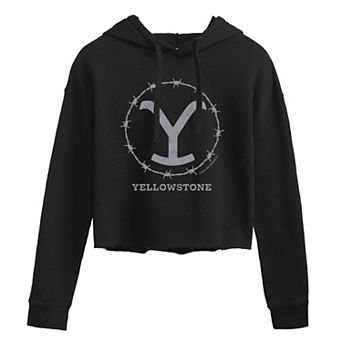 Juniors' Yellowstone Barbed Wire Cropped Graphic Hoodie
