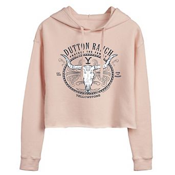 Juniors' Yellowstone Longhorn Cropped Graphic Hoodie