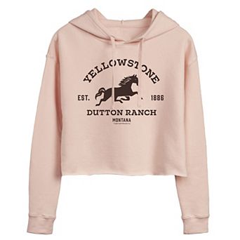 Juniors' Yellowstone Horse Logo Cropped Graphic Hoodie