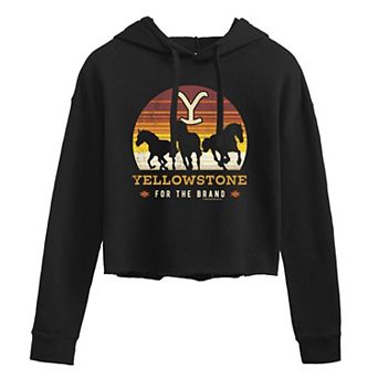 Juniors' Yellowstone Wild Horses Cropped Graphic Hoodie