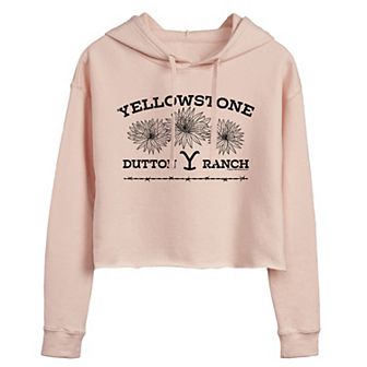 Juniors' Yellowstone Wildflowers Cropped Graphic Hoodie