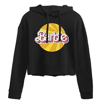 Juniors' Barbie Sunburst Logo Cropped Graphic Hoodie