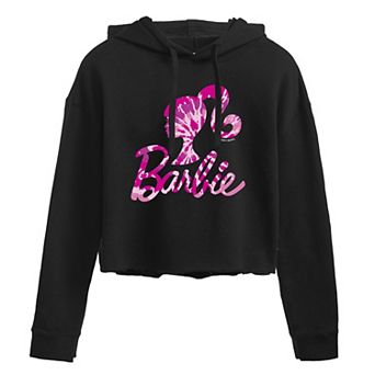 Juniors' Barbie Tie-Dye Logo Cropped Graphic Hoodie