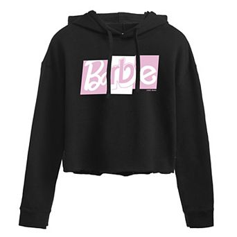 Juniors' Barbie Classic Logo Cropped Graphic Hoodie