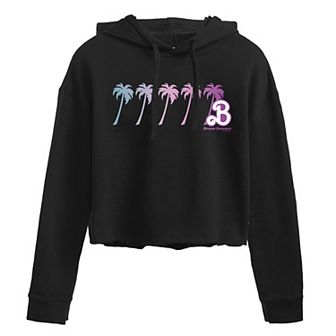 Juniors' Barbie Palm Tree Logo Cropped Graphic Hoodie
