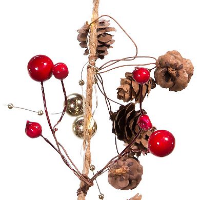 Faux Pinecone 8-ft. Red Berry Rope Garland