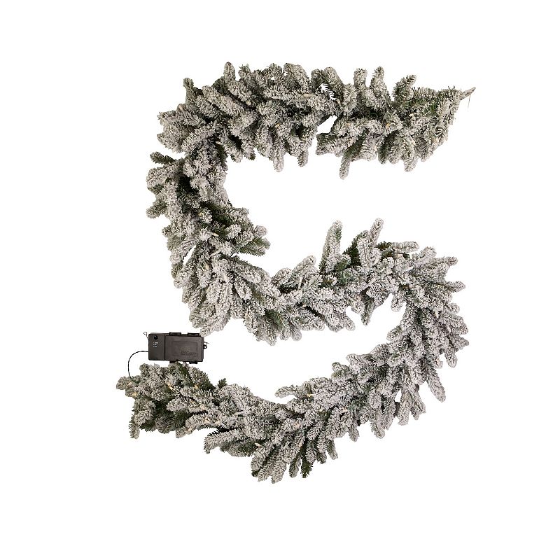 61578495 6-ft. LED Flocked Artificial Vail Pine Garland, Wh sku 61578495