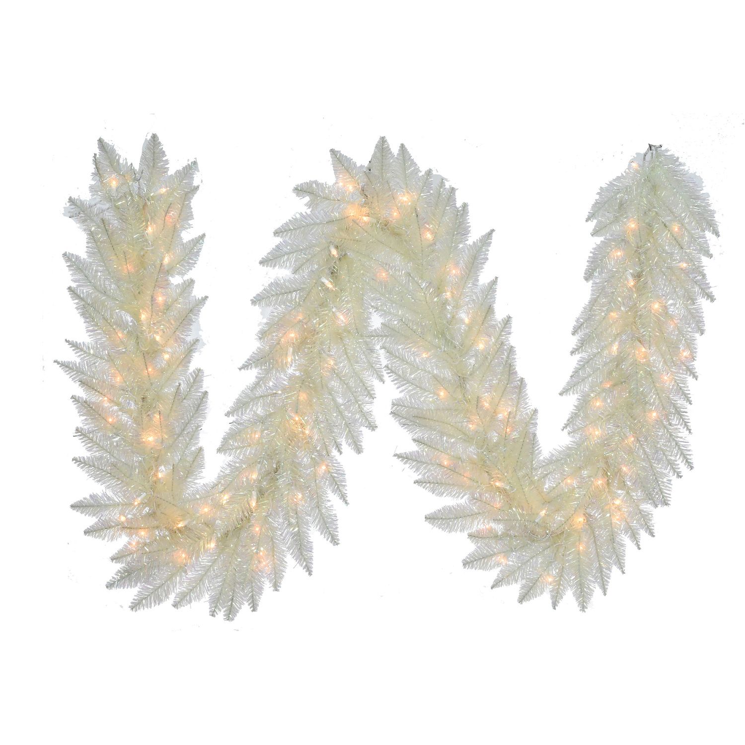 6 feet Iridescent Garland - 160 Silver Tips - 50 Multi-Colored Lights