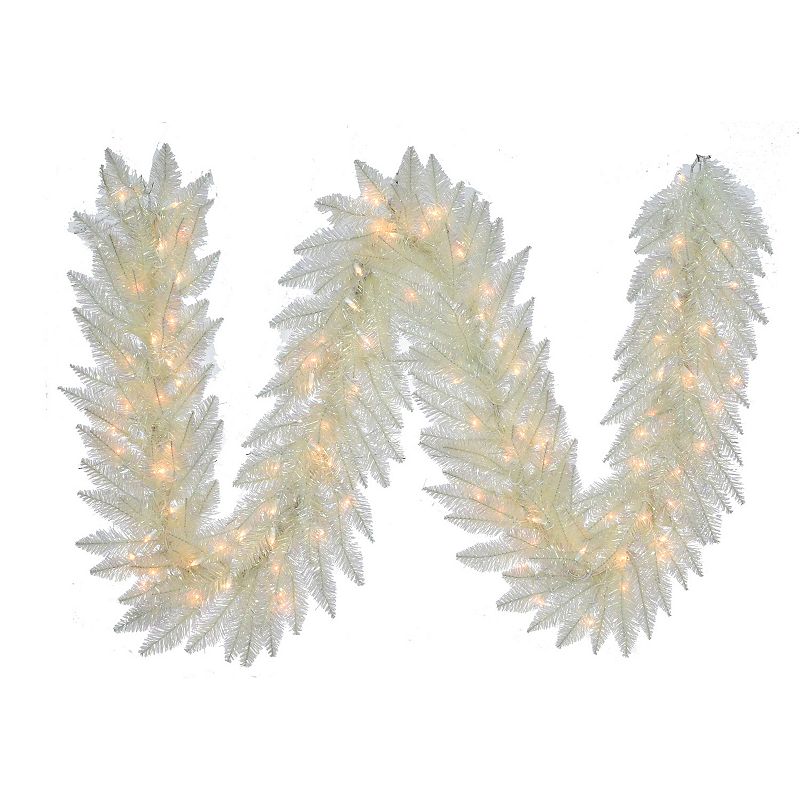Pre-Lit 6-ft. Clear Iridescent Artificial Garland, White