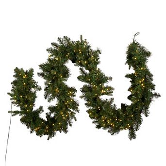Pre-Lit 9-ft. Warm White LED Artificial Noble Fir Garland