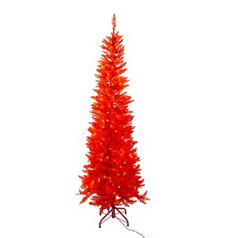 Pre-Lit 9-ft. Orange Slim Artificial Christmas Tree