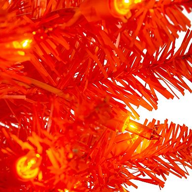Pre-Lit 9-ft. Orange Slim Artificial Christmas Tree