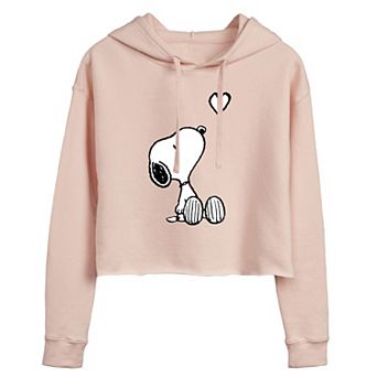 Juniors' Peanuts Snoopy & Heart Cropped Graphic Hoodie