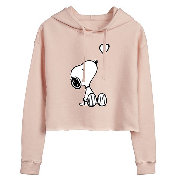 Juniors' Peanuts Snoopy & Heart Cropped Graphic Hoodie