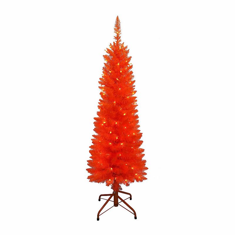 Pre-Lit 4-ft. Orange Slim Artificial Christmas Tree