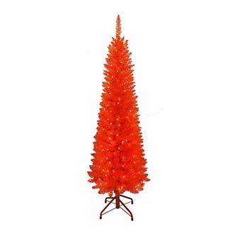 Pre-Lit 5-ft. Orange Slim Artificial Christmas Tree