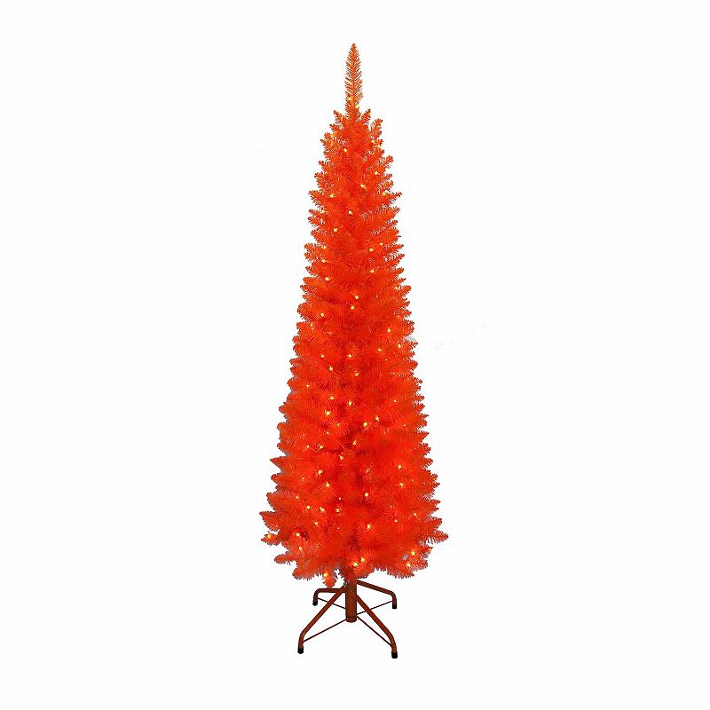Pre-Lit 5-ft. Orange Slim Artificial Christmas Tree