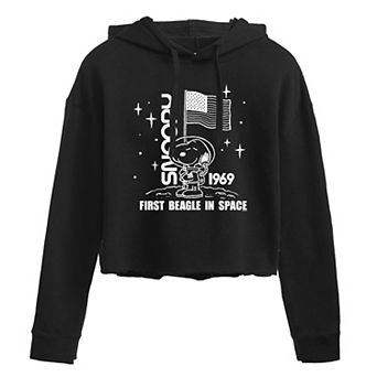 Juniors' Peanuts "First Beagle In Space" Cropped Graphic Hoodie