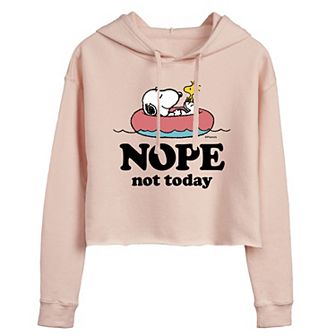 Juniors' Peanuts "Nope Not Today" Cropped Graphic Hoodie