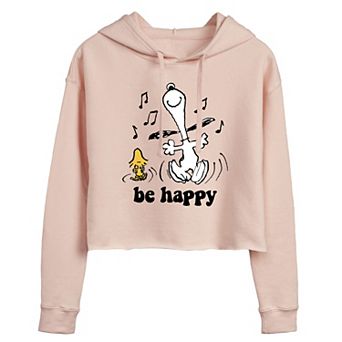 Juniors' Peanuts Be Happy Cropped Graphic Hoodie