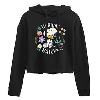 Juniors' Peanuts Nature Cropped Graphic Hoodie