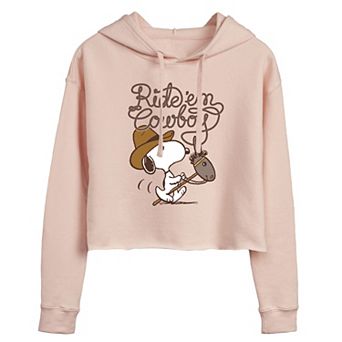 Juniors' Peanuts "Ride 'Em Cowboy" Cropped Graphic Hoodie