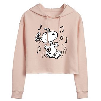 Juniors' Peanuts Snoopy Dancing Cropped Graphic Hoodie