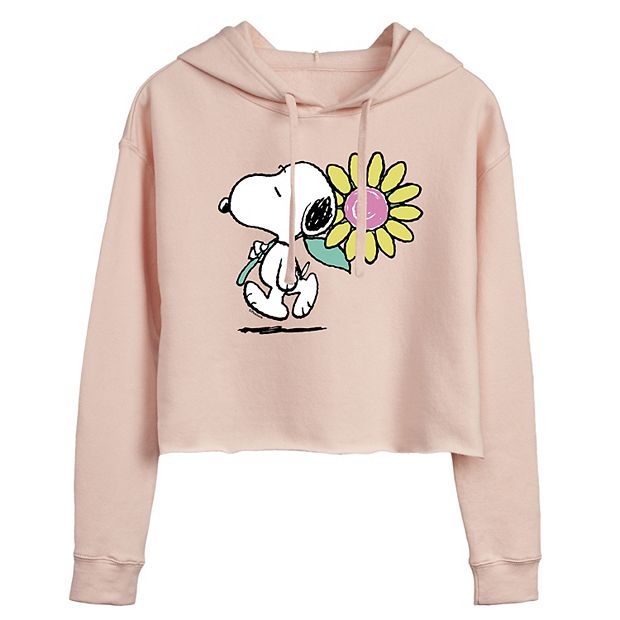 Juniors' Peanuts Snoopy & Daisy Cropped Graphic Hoodie