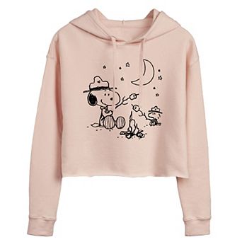 Juniors' Peanuts Camp Cropped Graphic Hoodie