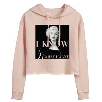 Juniors' Marilyn Monroe "I Know" Cropped Graphic Hoodie