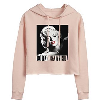 Juniors' Marilyn Monroe "Born Beautiful" Cropped Graphic Hoodie