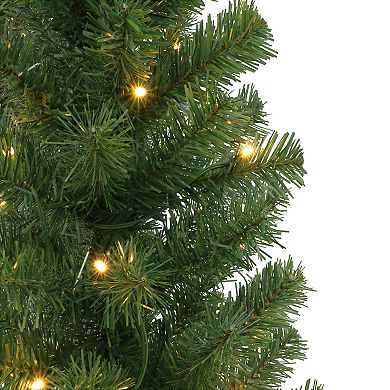 Puleo International 3.5-ft. Pre-Lit Potted Pine Artificial Christmas ...