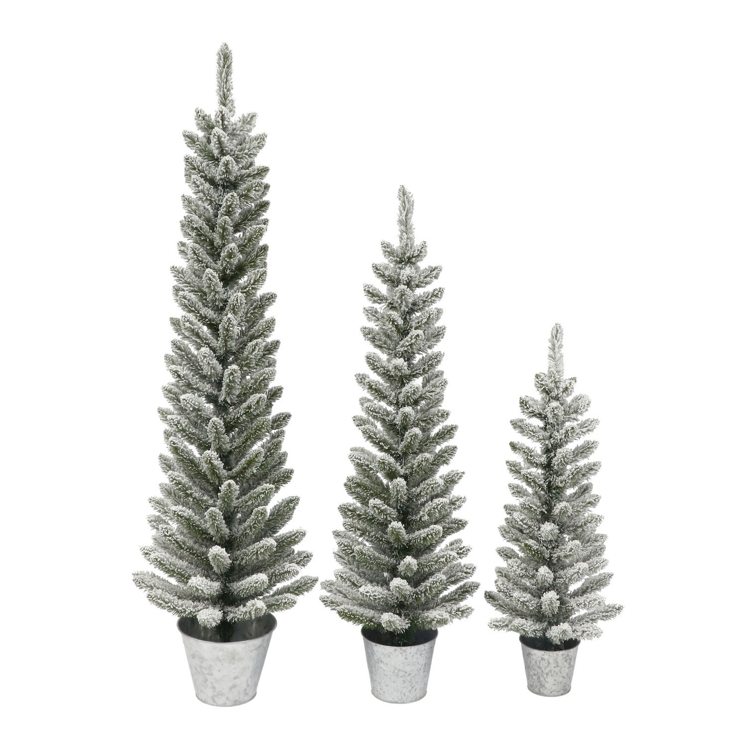 2' Potted Flocked Downswept Mini Village Pine Medium Artificial