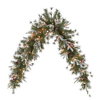 PULEO INTERNATIONAL 6-ft. Pre-Lit Pine Cones & Berries Artificial Christmas Garland
