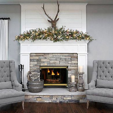 PULEO INTERNATIONAL 6-ft. Pre-Lit Pine Cones & Berries Artificial Christmas Garland