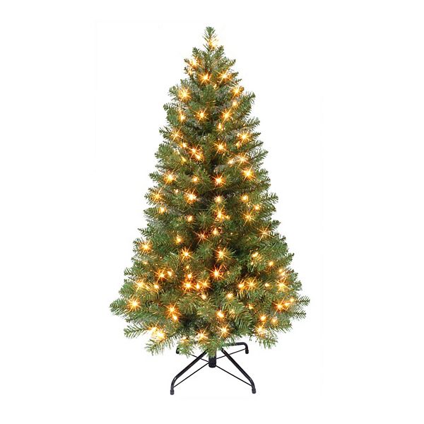 Puleo International 4.5 ft. Pre-Lit Pine Artificial Christmas Tree