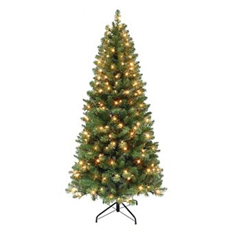PULEO INTERNATIONAL 6 ft. Pre-Lit Pine Artificial Christmas Tree