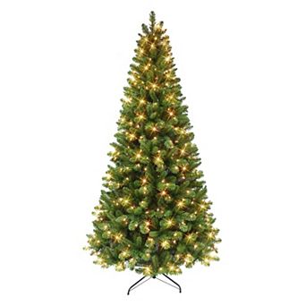 Puleo International 6.5 ft. Pre-Lit Pine Artificial Christmas Tree