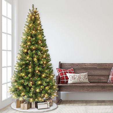PULEO INTERNATIONAL 7.5 ft. Pre-Lit Virginia Pine Artificial Christmas Tree