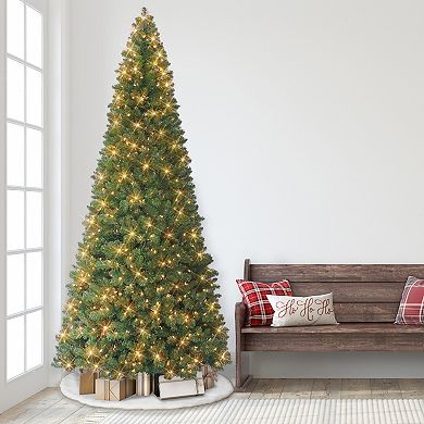 PULEO INTERNATIONAL 9 ft. Pre-Lit Virginia Pine Artificial Christmas Tree