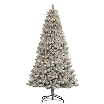PULEO INTERNATIONAL 6 ft. Pre-Lit Flocked Virginia Pine Artificial Christmas Tree