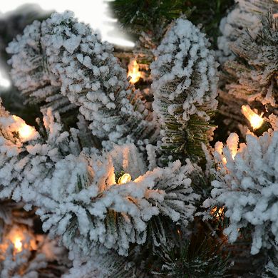 PULEO INTERNATIONAL 6 ft. Pre-Lit Flocked Virginia Pine Artificial Christmas Tree