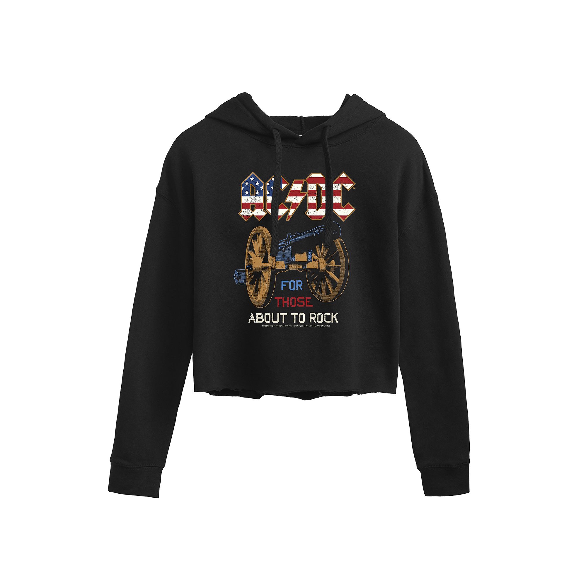 Juniors AC/DC About To Rock Cropped Graphic Hoodie, Girls, Size: Sma