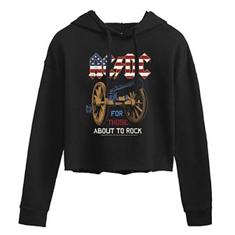 Juniors' AC/DC "About To Rock" Cropped Graphic Hoodie