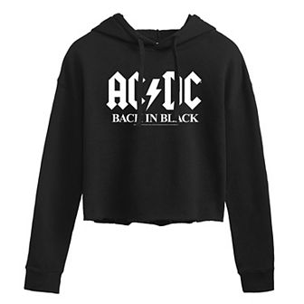 Juniors' AC/DC "Back In Black" Cropped Graphic Hoodie