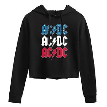 Juniors' AC/DC USA Cropped Graphic Hoodie
