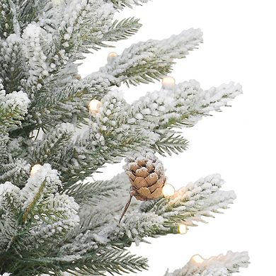 PULEO INTERNATIONAL 3 ft. Potted Flocked Artificial Christmas Tree