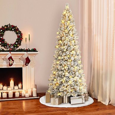 PULEO INTERNATIONAL 9-ft. Pre-Lit Flocked Alberta Spruce Artificial Christmas Tree
