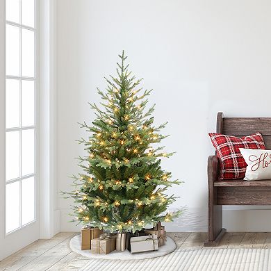 PULEO INTERNATIONAL 4.5-ft. Pre-Lit Slim Balsam Fir Artificial Christmas Tree